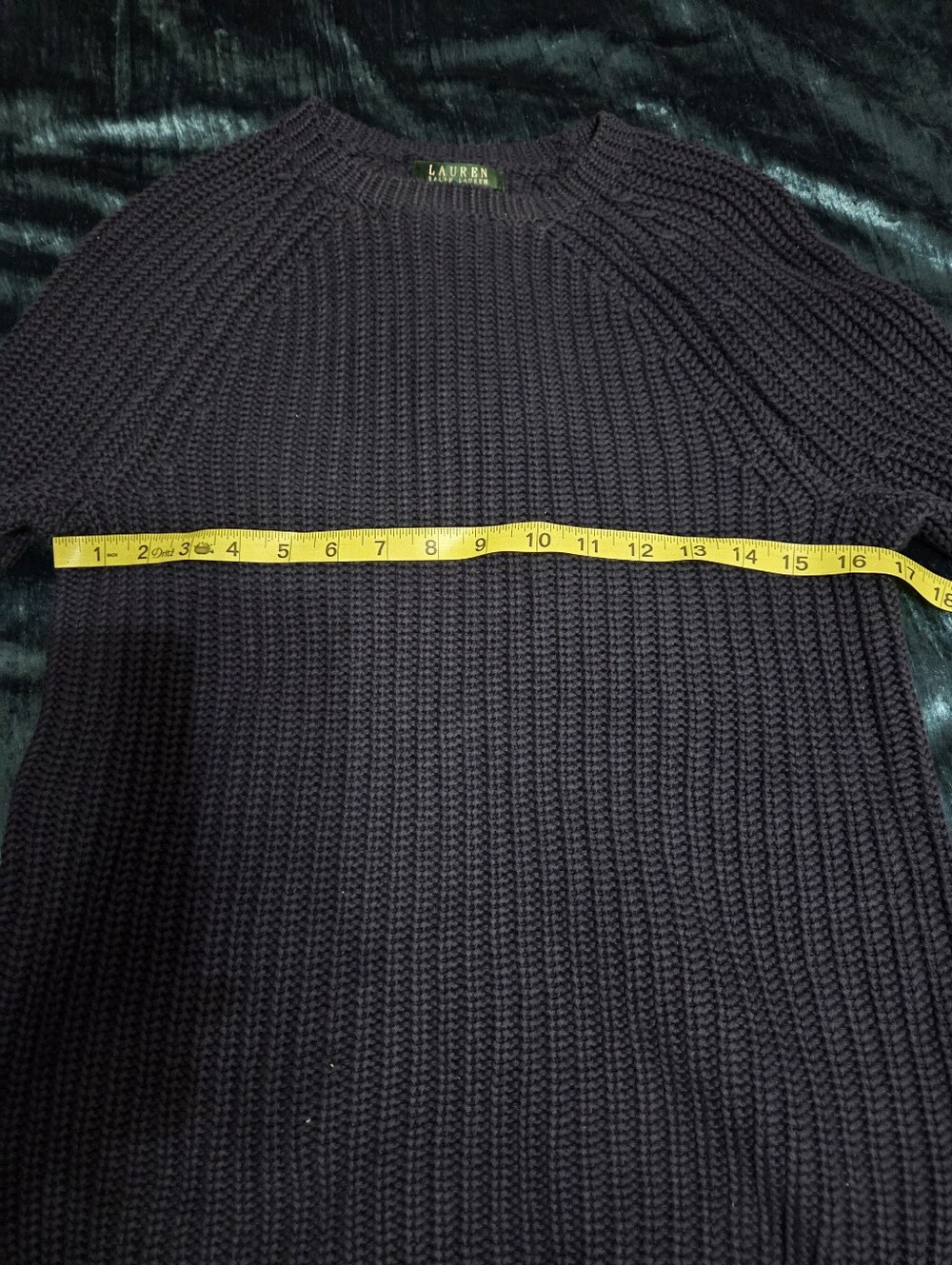 Lauren Ralph Lauren Navy Chunky Knit Cotton Sweater Quiet Luxury Preppy Coastal - Picture 4 of 4